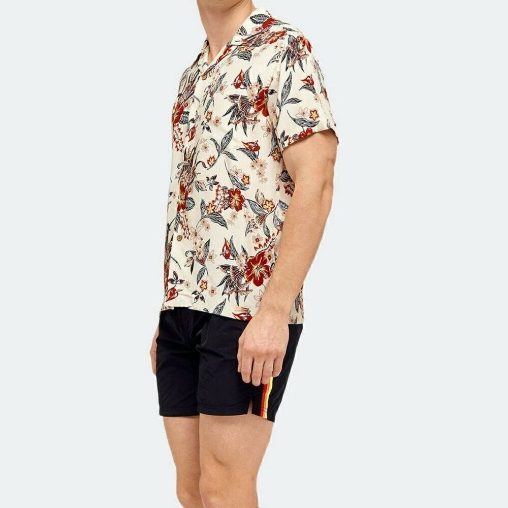 SUNDEK Men's Goldenwave Short Sleeve Shirt Casual Floral Hawaiian Print XL read